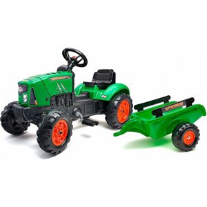 Traktor šlapací SuperCharger zelený s vlečkou