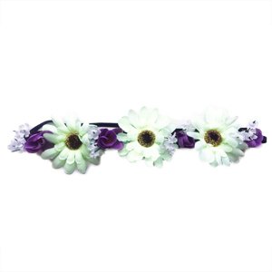 RAPPA čelenka květina fialovo bílá 3 větší květy