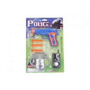 Wiky policejní sada plast pistole na přísavky 15cm náboje 3ks s doplňky na kartě