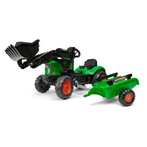 FALK Traktor šlapací SuperCharger zelený s přední lžící a valníkem