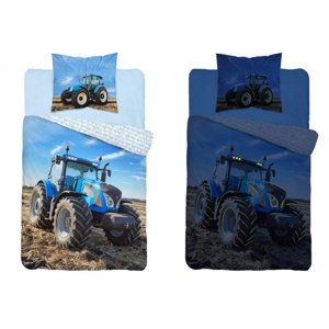 Detexpol Povlečení Traktor blue svítící Bavlna 140x200 70x80
