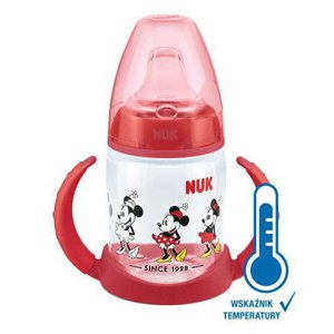 Nuk lahvička na učení Mickey s kontrolou teploty červená 150 ml