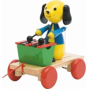 Dřevěné hračky Woody - Tahací pes s xylofonem