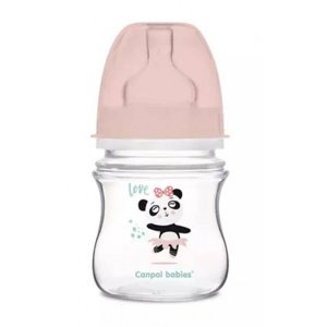 Canpol Babies antikolikoliková kojenecká lahvička se širokým hrdlem, Exotic Animals, 120 ml - růžová