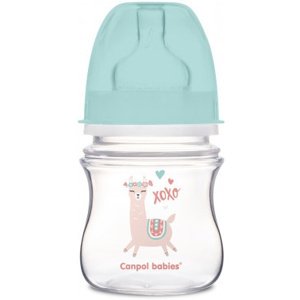 Canpol Babies Antikolikoliková kojenecká lahvička se širokým hrdlem, Exotic Animals, 120 ml - zelená