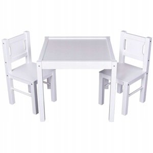 Drewex dřevěný dětský stůl a dvě židličky bílá/bílá