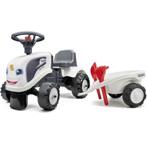 FALK Dětský traktor Baby Valtra bílý s přívěsem + příslušenství od 1 roku