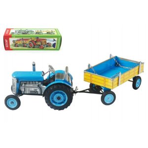 Kovap Traktor ZETOR s valníkem modrý kovový na klíček