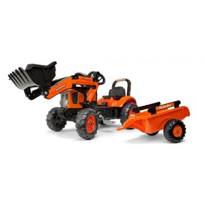 Traktor šlapací Kubota M7171 s valníkem a přední lžící oranž