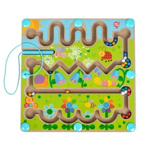 Lucy  Leo Květiny - dřevěný motorický labyrint s magnetickou tužkou