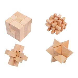 Dřevěné hry - Dřevěné hlavolamy set 4ks