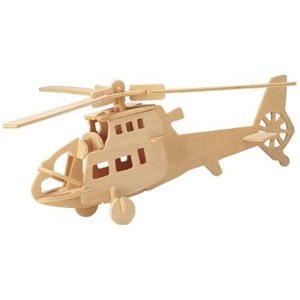 Dřevěné skládačky 3D puzzle letadla - Vrtulník P007