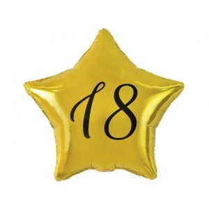 Fóliový balónek 18 zlatá hvězda, černý potisk, 19" Godan