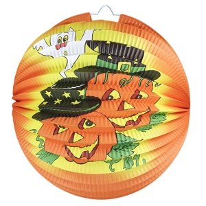 Lampion koule Halloween oranžový 25 cm