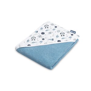 Krepová osuška - ručník modrá s kapucí