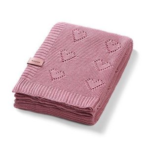 Růžová bambusová pletená deka