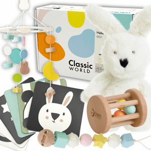 CLASSIC WORLD Pastel Baby Set Box První hračky od 0 do 6 měsíců