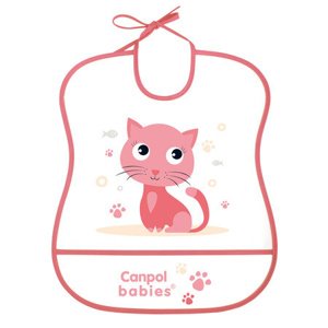 CANPOL 2/919 Měkký plastový bryndáček - růžová kočka