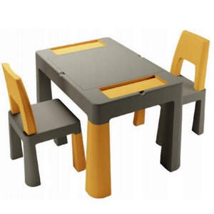 MULTIFUN sada stůl + židlička 1+2 grafit/hořčice