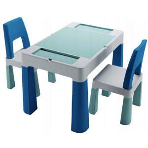 TEGGI TI-011-173 MULTIFUN set - stoleček + židlička 1+2 tyrkysová/námořnická modrá/šedá