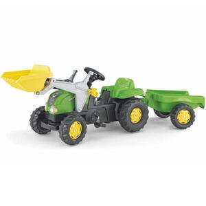 Šlapací traktor Rolly Kid s přívěsem a nakladačem-zelený