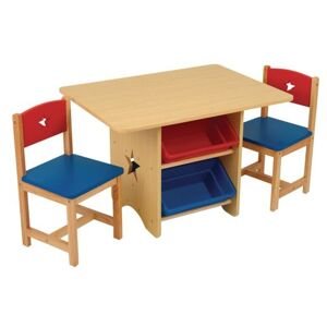 KidKraft dětský stůl Star se dvěma židličkami a boxy dřevěný