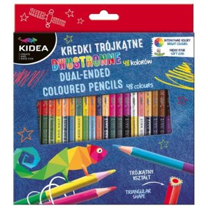 Oboustranné trojúhelníkové barevné tužky 48 barev KIDEA