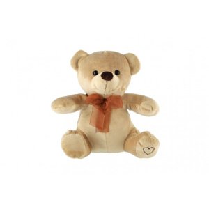 Medvěd sedící s mašlí béžový 22 cm