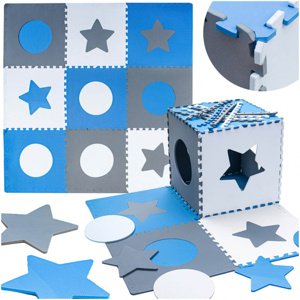 Pěnová podložka puzzle pro děti 180x180cm 9 dílků šedomodrá