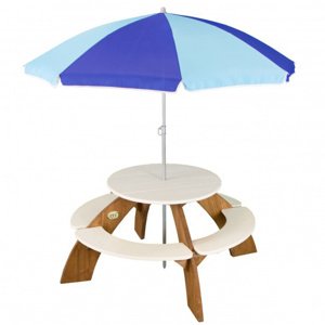 Dřevěná multifunkční sada kulatý stůl + lavice + deštník