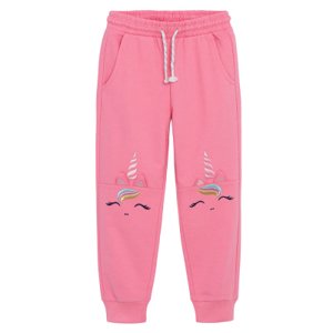 Sportovní kalhoty s aplikací na kolenou- růžové - 98 PINK