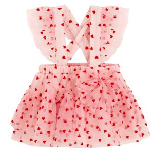 Laclová sukně s volánky se srdíčkovým vzorem -růžová - 80 LIGHT PINK