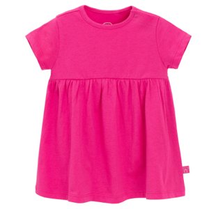 Jednobarevné šaty s krátkým rukávem -tmavě růžové - 62 FUCHSIA