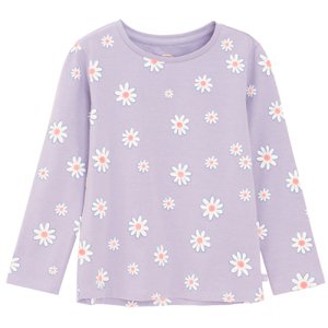 Tričko s dlouhým rukávem s květinovým potiskem -fialové - 98 VIOLET