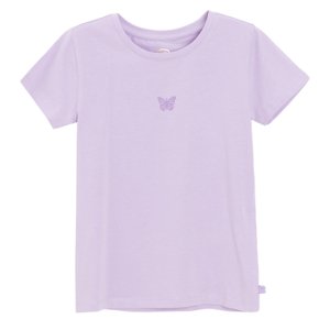 Tričko s krátkým rukávem s motýlem -fialové - 98 VIOLET
