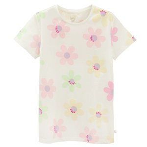 Tričko s krátkým rukávem Květiny -krémové - 164 ECRU