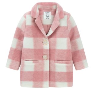 Dívčí kostkovaný kabát -růžový - 104 PINK
