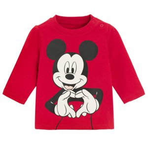 Tričko s dlouhým rukávem Mickey Mouse -červené - 62 RED