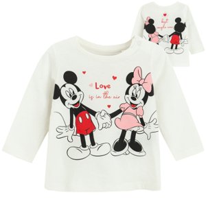 Tričko s dlouhým rukávem Minnie Mouse -bílé - 62 CREAMY