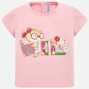 Tričko s krátkým rukávem kočička růžové BABY Mayoral velikost: 74 (9 měsíců)