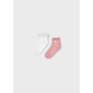 2pack ponožek s krajkou a růží světle růžové MINI Mayoral velikost: 10 (EU 35-36)