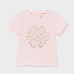 Tričko s krátkým rukávem kytička basic světle růžové BABY Mayoral velikost: 86 (18 měsíců)