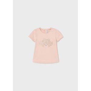 Tričko s krátkým rukávem basic SRDÍČKA světle růžové BABY Mayoral velikost: 98 (36 měsíců)