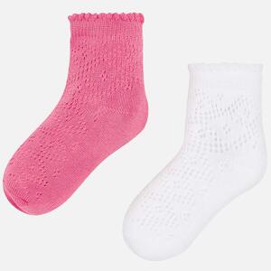 2 pack ponožek s dírkami růžovo-bílé MINI Mayoral velikost: 4 (EU 23-26)