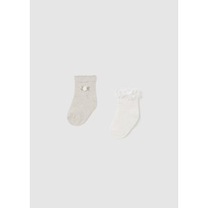 2 pack ponožek s krajkou bílo-zlaté BABY Mayoral velikost: 92 (24 měsíců)