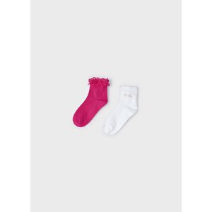 2 pack ponožek s krajkou tmavě růžové MINI Mayoral velikost: 2 (EU 19-22)