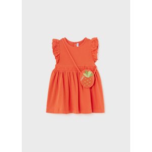 Šaty bavlněné s krátkým rukávem a kabelkou ANANAS oranžové BABY Mayoral velikost: 80 (12 měsíců)