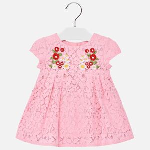Šaty s krajkou a výšivkou růžové BABY Mayoral velikost: 86 (18 měsíců)