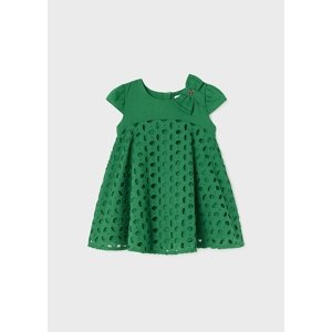 Šaty s krátkým rukávem a ozdobným vyšíváním zelené BABY Mayoral velikost: 80 (12 měsíců)