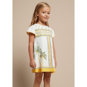 Šaty s krátkým rukávem bavlněné ZEBRA PALM smetanové MINI Mayoral velikost: 116
